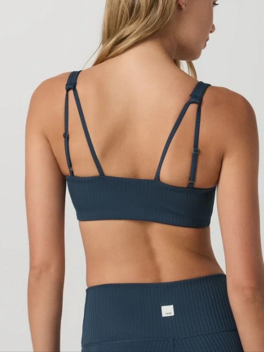 Vuori Ocean Blue Ribbed Square-Neck Bralette - Picture 2 of 4